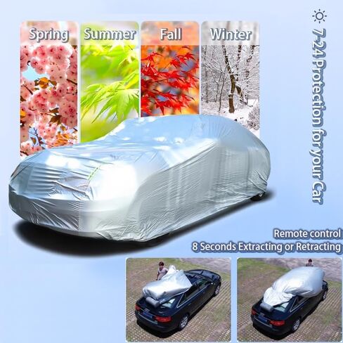 Automatic Car Cover Full Exterior Cover All Weather Waterproof Storage Case Remote Control 5 Layers Outdoor Rain UV Protection Universal Fit (HG-02P, 3L+) in Kuwait