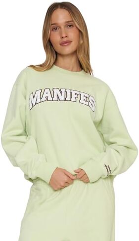 سترة Mayfair Group Manifest Classic Crewneck – Sage Mood Varsity Fleece Sweatshirt in Kuwait