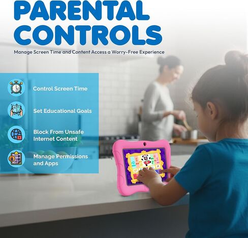 Contixo 7 inch Kids Tablet Bundle, Android Tablet and Kids Wired Headphones, Toddler Tablet with 50+ Disney Storybooks & Stickers, WiFi, 32GB ROM, Learning Tablet for Kids, Dark Blue in Kuwait