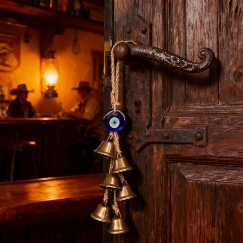 قطعتان من أجراس الساحرة لحماية مقبض الباب، ديكور ويكا الساحر الطاقات السلبية الواضحة مع عيون شريرة زرقاء، لوازم السحر لديكور غرفة المنزل بوهو (أ) in Kuwait