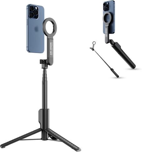 40.9" Magnetic Selfie Stick Tripod, Cell Phone Tripod Stand with Rechargeable Remote & Phone Tripod Mount with 2 Cold Shoe,Portable Phone Holder for Travel Selfies Live Streaming Video Recording in Kuwait