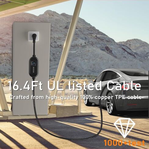 مستوى شاحن EV 2-240 فولت، 32 أمبير، قابس NEMA 14-50، سلك تمديد 16.4 قدم - شاحن سيارة كهربائي محمول لـ TSL - متوافق مع الموديلات X/Y/S/3 in Kuwait