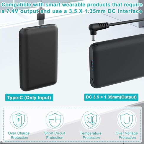 Bial 1 زوج 7.4v 3000mAh 22.2WH بطاريات البوليمر الليثيوم المصغرة بطاريات بطارية إضافية قابلة للشحن بطاريات Li-polymer للإناث 3.5 ملم DC Jack القفازات المدفأة الجوارب الوشاحات القبعات القبعات in Kuwait