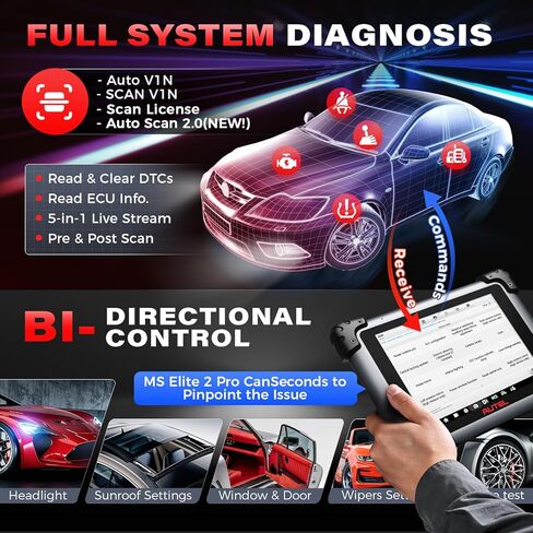 Autel Scanner MaxiSys Elite 2 Pro: 2026 Elite II Pro مع تحديث لمدة عامين، أداة J2534 مثل MS Ultra Lite MS909 S2 MS919 Up of MS908S PRO II، 40+ خدمة، 3K+ اختبار نشط، DOIP CANFD، محرك ذكي in Saudi Arabia