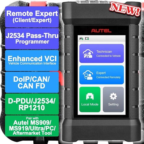 Autel XLink J2534 Pass-Thru Programmer, Expert-Driven Remote Car Diagnostic Tool, Enhanced VCI, Supports DoIP/CAN/CAN FD/D-PDU/J2534/RP1210, Work with PC/Autel MS909 MS919 Ultra/Smart Phone in Saudi Arabia