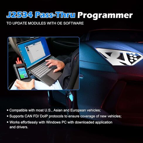 Autel XLink J2534 Pass-Thru Programmer, Expert-Driven Remote Car Diagnostic Tool, Enhanced VCI, Supports DoIP/CAN/CAN FD/D-PDU/J2534/RP1210, Work with PC/Autel MS909 MS919 Ultra/Smart Phone in Saudi Arabia