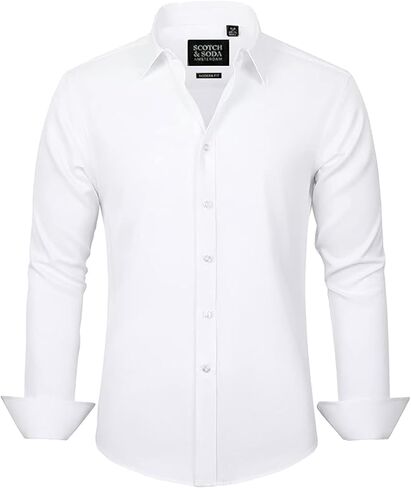 Scotch & Soda Men's Stretch Dress Shirt - Slim Silhouette for Business, Formal Events, Office & Casual Wear in Kuwait