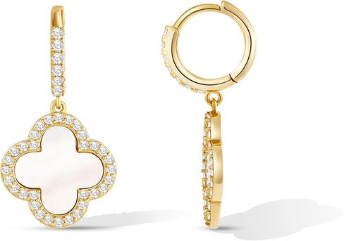 CoBi Clover Earrings for Women 18K Gold Plated Four Leaf Clover Hoop Earrings Simple Lucky Drop Dangle Earring Gifts for Women Birthday Christmas Anniversary Simple Jewelry in Saudi Arabia