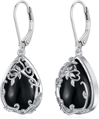 Celtic Filigree Earrings 925 Sterling Silver Teardrop Gemstone Dangle Earrings Fine Jewelry Gifts for Women in Saudi Arabia