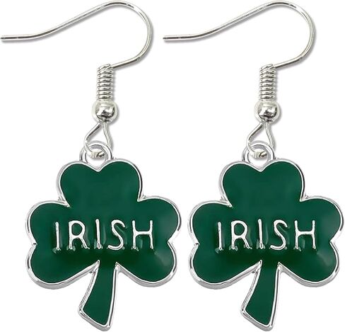 أقراط عيد القديس باتريك للنساء، أقراط متدلية من نبات النفل الأيرلندي باللون الأخضر، إكسسوارات يوم القديس باتريك مصنوعة يدويًا من حلق الحظ السعيد، زينة عيد القديس باتريك، هدية مجوهرات للعطلات in Kuwait