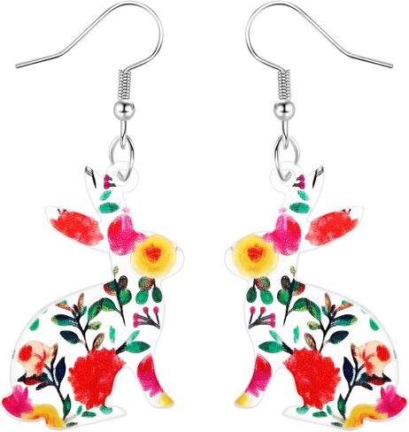 Easter Rabbit Earrings for Women Colorful Flower Bunny Dangle Drop Spring Earrings Easter Holiday Jewelry Gifts in Saudi Arabia