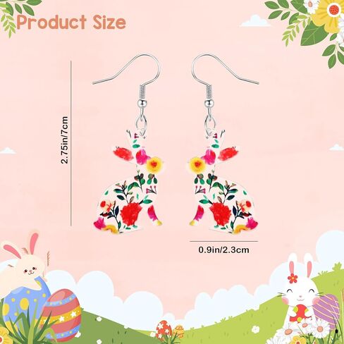 Easter Rabbit Earrings for Women Colorful Flower Bunny Dangle Drop Spring Earrings Easter Holiday Jewelry Gifts in Saudi Arabia