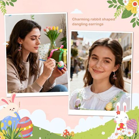 Easter Rabbit Earrings for Women Colorful Flower Bunny Dangle Drop Spring Earrings Easter Holiday Jewelry Gifts in Saudi Arabia