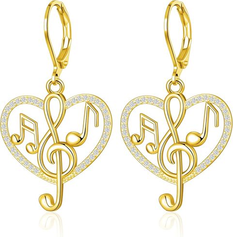 Music Note Earrings Dangle Earrings Love Heart Treble Clef Leverback Earrings Jewelry Gifts for Music Lover in Kuwait