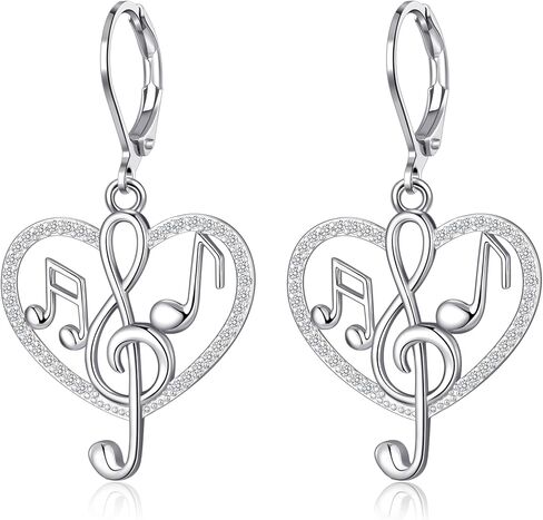 Music Note Earrings Dangle Earrings Love Heart Treble Clef Leverback Earrings Jewelry Gifts for Music Lover in Saudi Arabia
