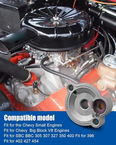 Oil Filter Adapter Replace 3952301 Fit for Chevy V8 Engines SBC BBC305 307 327 350 400 396 402 427 454 in Saudi Arabia