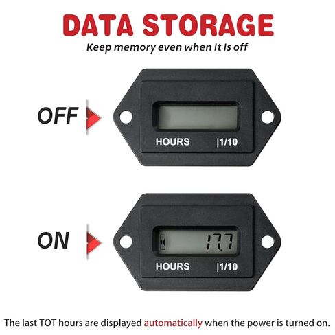 Digital Hour Meter Resttable Hour Gauge for Small Engine Snowmobile Auto Boat Lawn Tractor Pump Air Compressor Marine Truck Vehicle Automotive Mower Generator,No Clicking in Saudi Arabia