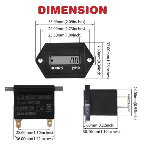 Digital Hour Meter Resttable Hour Gauge for Small Engine Snowmobile Auto Boat Lawn Tractor Pump Air Compressor Marine Truck Vehicle Automotive Mower Generator,No Clicking in Saudi Arabia