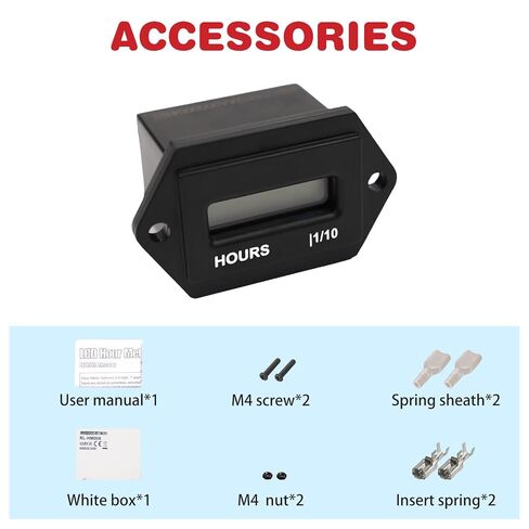 Digital Hour Meter Resttable Hour Gauge for Small Engine Snowmobile Auto Boat Lawn Tractor Pump Air Compressor Marine Truck Vehicle Automotive Mower Generator,No Clicking in Saudi Arabia