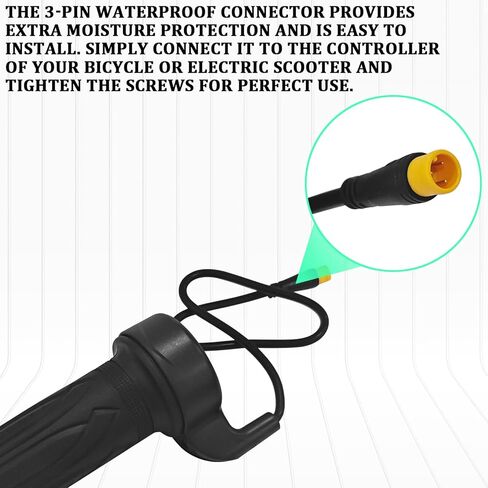 20X Full Twist Throttle, 3 Pin Full Twist Throttle Grip for Ebike, Right Hand Throttles Handlebar Speed Accelerator Control with Waterproof Connector for Electric Bike Mountain Bike Scooter in Kuwait