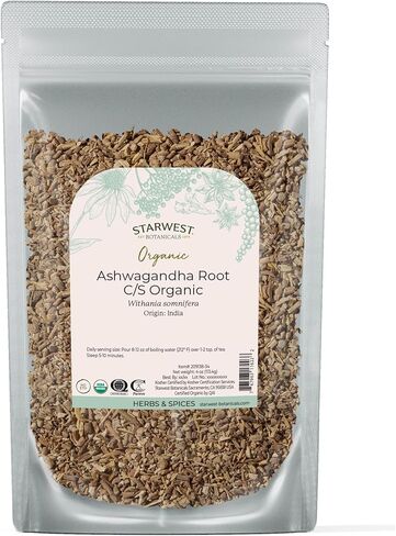 Starwest Botanicals Organic Ashwagandha Root Cut and Sifted, 1 Pound in Saudi Arabia