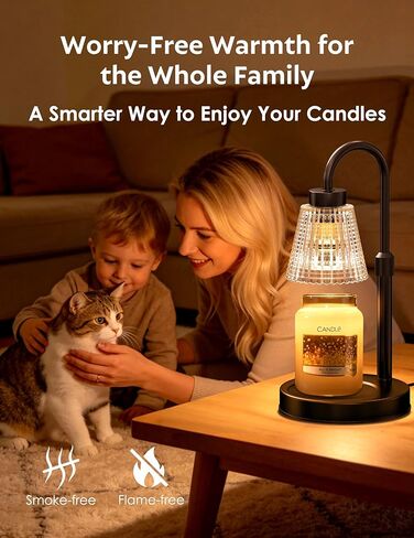 مصباح تدفئة الشموع مع مؤقت وخافت، ارتفاع قابل للتعديل لتدفئة الشموع الكهربائية لشموع البرطمان، مصباحين، هدايا عيد ميلاد لديكور المنزل الحديث للنساء، هدايا الانتقال لمنزل جديد in Kuwait
