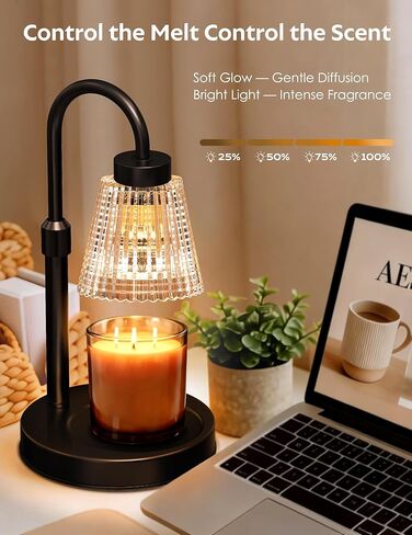 مصباح تدفئة الشموع مع مؤقت وخافت، ارتفاع قابل للتعديل لتدفئة الشموع الكهربائية لشموع البرطمان، مصباحين، هدايا عيد ميلاد لديكور المنزل الحديث للنساء، هدايا الانتقال لمنزل جديد in Kuwait