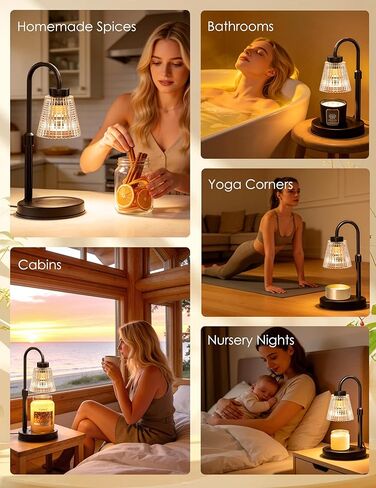 مصباح تدفئة الشموع مع مؤقت وخافت، ارتفاع قابل للتعديل لتدفئة الشموع الكهربائية لشموع البرطمان، مصباحين، هدايا عيد ميلاد لديكور المنزل الحديث للنساء، هدايا الانتقال لمنزل جديد in Kuwait