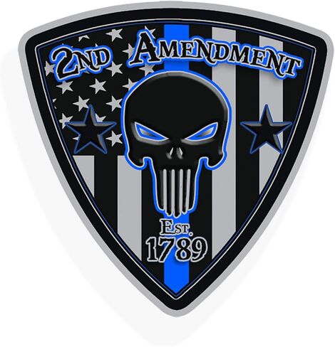 2nd Amendment Badge Sticker Blue line Vinyl Decal - Support Police Lives Matter Law Enforcement USA America Military Flag US Second 2A in Kuwait