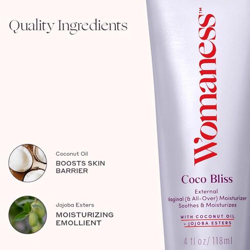 Womaness Coco Bliss External Hydrator & All Over Dry Skin Cream - Menopause Support Coconut Oil-Based Feminine Hydrator with Jojoba Oil - Daily Menopause Relief of Dryness (4oz) in Kuwait