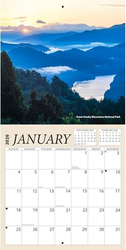 National Landmarks Calendar 2026 - American Landscapes 2026 Wall Calendar, Includes 100+ Reminder Stickers | 12" x 24" Open | Giftable | Made in The USA in Kuwait