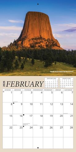 National Landmarks Calendar 2026 - American Landscapes 2026 Wall Calendar, Includes 100+ Reminder Stickers | 12" x 24" Open | Giftable | Made in The USA in Kuwait