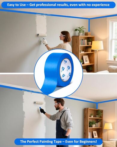شريط إعادة الاتصال للرسامين بعرض 5.08 سم، شريط طلاء 24 لفة، شريط لاصق أزرق مقاس 5.08 سم، 55 ياردة، إجمالي 1320 ياردة. in Kuwait
