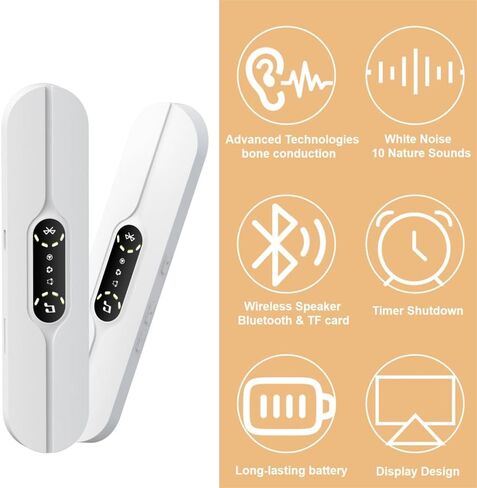 Under Pillow Speaker Bluetooth, Mini Bone Conduction Speaker, Bluetooth Sleep Headphones with Display for Sleeping, Sleepbar White Noise for Side Sleepers, Timer Speaker for Insomniacs in Saudi Arabia