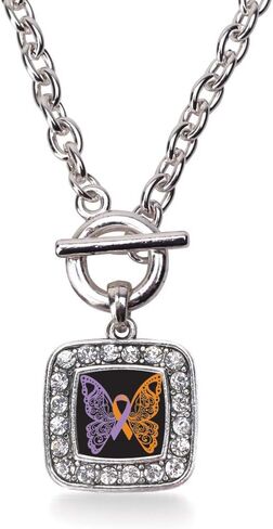 Inspired Silver - Silver Square Charm 18 Inch Necklace with Cubic Zirconia Jewelry in Saudi Arabia