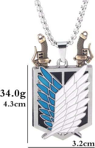 AOT 3PCS Set - Survey Corps Badge Necklace, Keychain & Brooch - Anime Gift for Fans and Collectors in Saudi Arabia