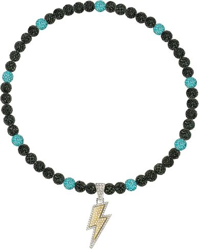 Baseball Necklace for Men 16/18/20 Inch Bling Ice Collection Lightning Bolt Pendant Necklace for Women Rhinestone Clay Beaded Discoball Accessories Gifts for Baseball Team Players Lovers in Saudi Arabia