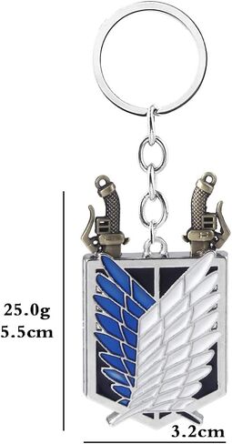 AOT 3PCS Set - Survey Corps Badge Necklace, Keychain & Brooch - Anime Gift for Fans and Collectors in Saudi Arabia