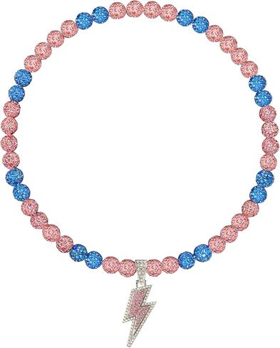 Baseball Necklace for Men 16/18/20 Inch Bling Ice Collection Lightning Bolt Pendant Necklace for Women Rhinestone Clay Beaded Discoball Accessories Gifts for Baseball Team Players Lovers in Saudi Arabia