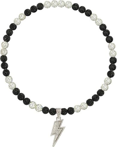 Baseball Necklace for Men 16/18/20 Inch Bling Ice Collection Lightning Bolt Pendant Necklace for Women Rhinestone Clay Beaded Discoball Accessories Gifts for Baseball Team Players Lovers in Saudi Arabia