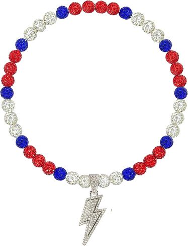 Baseball Necklace for Men 16/18/20 Inch Bling Ice Collection Lightning Bolt Pendant Necklace for Women Rhinestone Clay Beaded Discoball Accessories Gifts for Baseball Team Players Lovers in Saudi Arabia