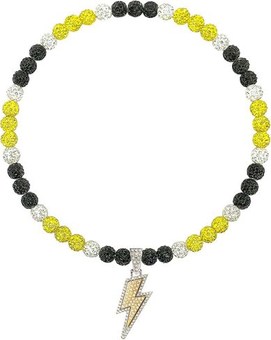 Baseball Necklace for Men 16/18/20 Inch Bling Ice Collection Lightning Bolt Pendant Necklace for Women Rhinestone Clay Beaded Discoball Accessories Gifts for Baseball Team Players Lovers in Saudi Arabia