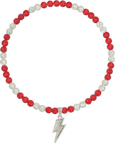 Baseball Necklace for Men 16/18/20 Inch Bling Ice Collection Lightning Bolt Pendant Necklace for Women Rhinestone Clay Beaded Discoball Accessories Gifts for Baseball Team Players Lovers in Saudi Arabia