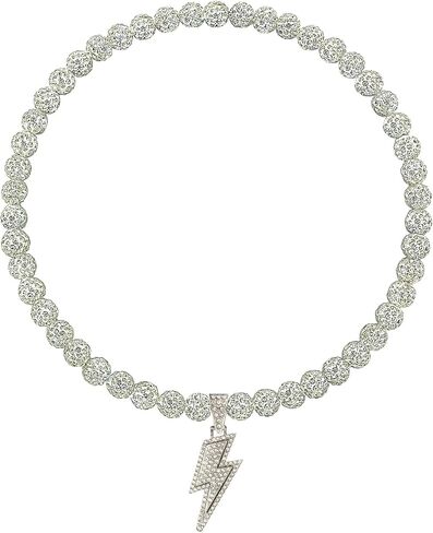 Baseball Necklace for Men 16/18/20 Inch Bling Ice Collection Lightning Bolt Pendant Necklace for Women Rhinestone Clay Beaded Discoball Accessories Gifts for Baseball Team Players Lovers in Saudi Arabia