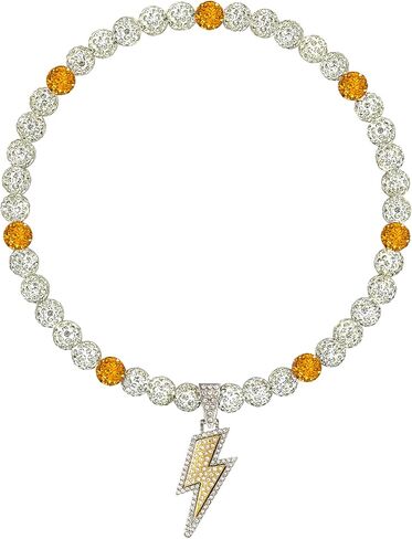 Baseball Necklace for Men 16/18/20 Inch Bling Ice Collection Lightning Bolt Pendant Necklace for Women Rhinestone Clay Beaded Discoball Accessories Gifts for Baseball Team Players Lovers in Saudi Arabia