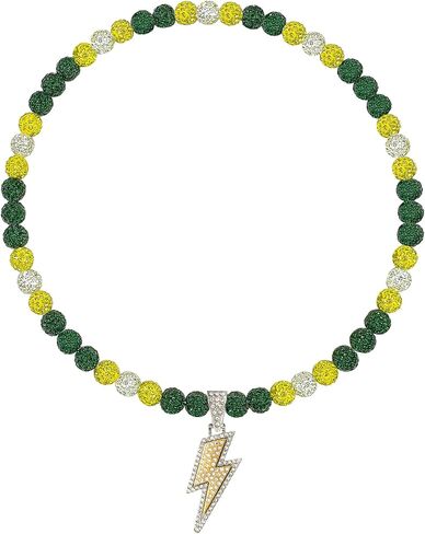 Baseball Necklace for Men 16/18/20 Inch Bling Ice Collection Lightning Bolt Pendant Necklace for Women Rhinestone Clay Beaded Discoball Accessories Gifts for Baseball Team Players Lovers in Saudi Arabia