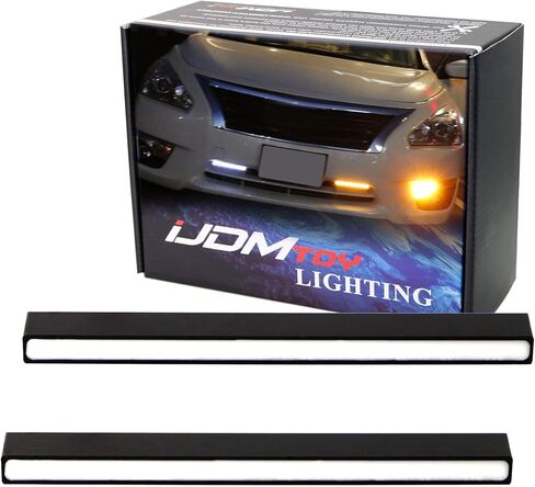 iJDMTOY Slim-Fit 28-SMD White/Amber Sequential Blink Switchback LED Daytime Running Light Bar, Universal Fit Compatible With Most Car SUV Truck in Saudi Arabia