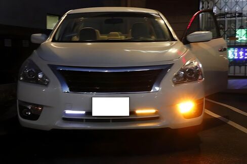 iJDMTOY Slim-Fit 28-SMD White/Amber Sequential Blink Switchback LED Daytime Running Light Bar, Universal Fit Compatible With Most Car SUV Truck in Saudi Arabia