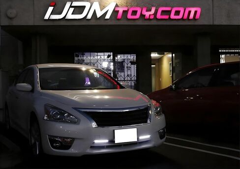 iJDMTOY Slim-Fit 28-SMD White/Amber Sequential Blink Switchback LED Daytime Running Light Bar, Universal Fit Compatible With Most Car SUV Truck in Saudi Arabia