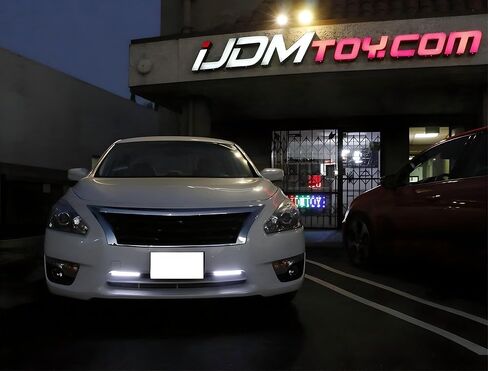 iJDMTOY Slim-Fit 28-SMD White/Amber Sequential Blink Switchback LED Daytime Running Light Bar, Universal Fit Compatible With Most Car SUV Truck in Saudi Arabia